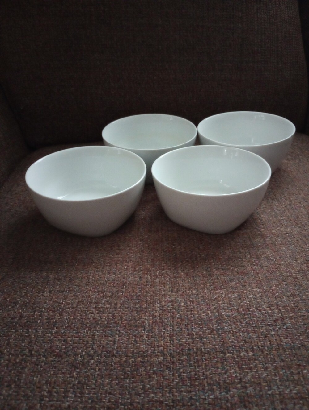 Food Network White Porcelain Square Bottom Soup/Cereal Bowls-Set Of 4